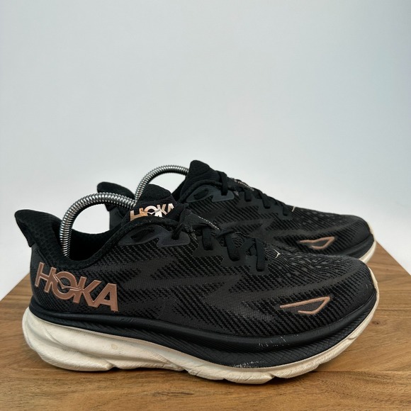 Hoka One One Shoes - Hoka One One Womens Clifton 9 Running Shoes Size 9.5 B Black Sneakers‎ Shoes GUC